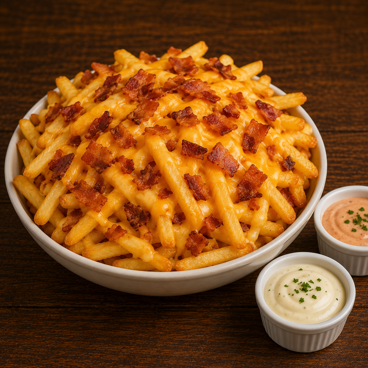 Batata Frita com Bacon e Cheddar